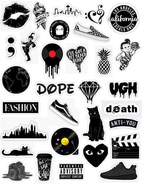 tumblr aesthetic cute printable stickers black  white bmp city