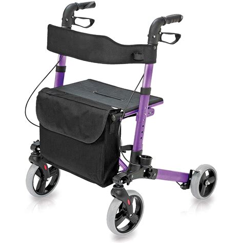 healthsmart rollator walker  seat  backrest adjustable handle height removable storage