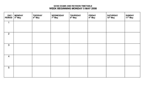 revision timetable template uefkhct school  pinterest template  school