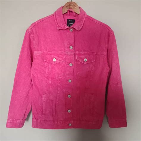 bershka stunning pink colour bershka denim jacket grailed