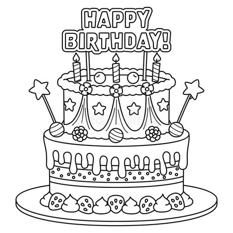birthday cake colouring stock illustrations  birthday cake