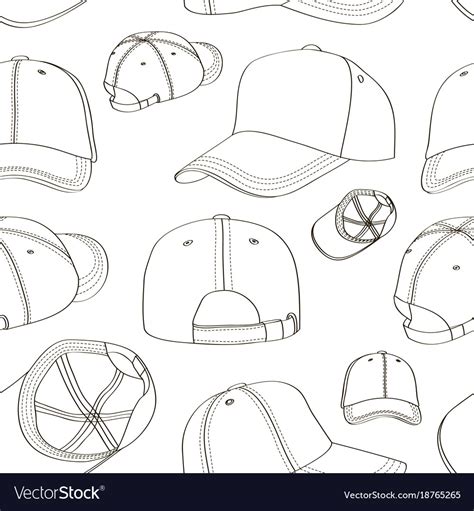baseball cap set pattern royalty  vector image
