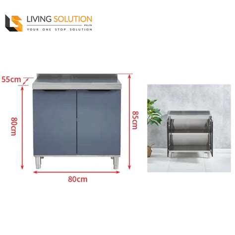 cm tempered glass door full stainless steel kitchen cabinet living solution pte