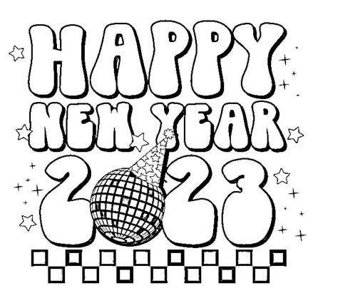 happy  year  party coloring page printable coloring page