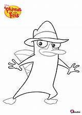 Perry Coloring Platypus Ferb Phineas Bubakids sketch template