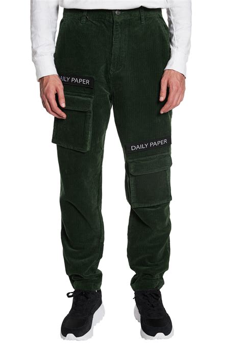 daily paper cargo pants corduroy green xnl