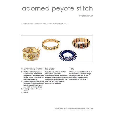adorned peyote stitch english language beading pattern etsy