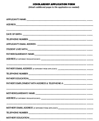 scholarship application template word   document template