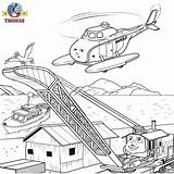 Thomas Coloring Friends Harold Pages Rescue Train Helicopter Misty Island Tank Rocky Engine Template Cartoon Kids Captain Travel sketch template
