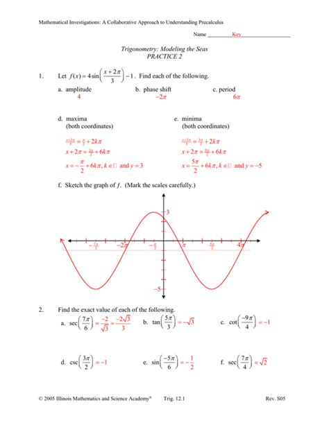 precalculus trig day  exact values worksheet answers math db excelcom