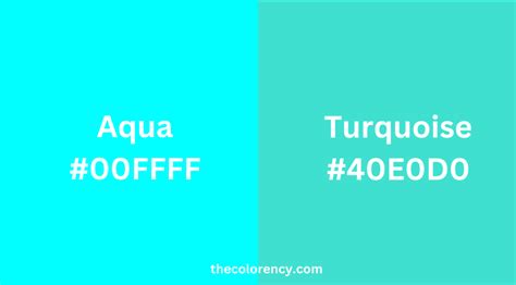 aqua  turquoise   differences explained  color ency