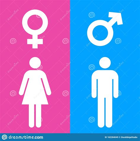 Male And Female Icons With Blue And Pink Background Gender Symbol