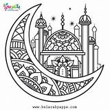 Ramadan Coloring Pages Kids Activities Muslim Printable Moon Islamic Lantern Mubarak Children Illustration Template Premium Vector Lanterns May sketch template