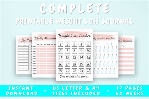 printable weight loss journal  pages  lemonstudiocreations