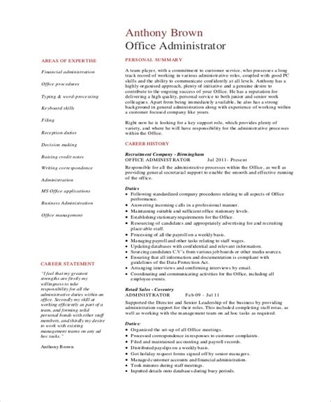 sample office assistant resume templates  ms word
