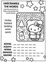 Kitty Hello Christmas Coloring Pages Activity Word Sheets Work Printable Puzzles Xmas Scramble Worksheets Sheet Winter Puzzle Activities Print Kids sketch template