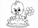 Baby Coloring Flowers Printable Pages Kids Description sketch template
