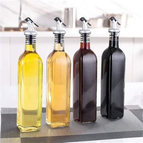 china 17 oz 500ml clear square glass bottles olive oil dispenser for