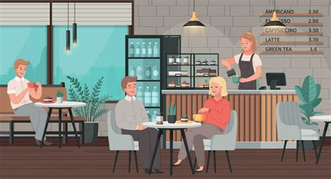 restaurant interior cartoon  vector art  vecteezy