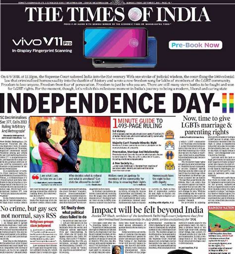 section 377 ruling what front pages said about the
