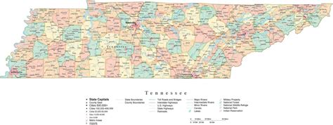 state map  tennessee  adobe illustrator vector format detailed