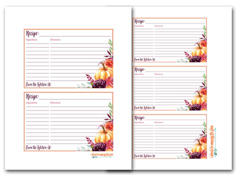 printable fall    recipe cards    mopping  floor