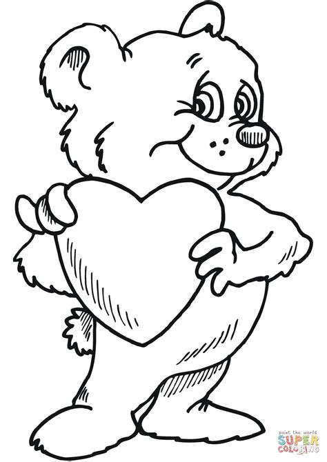 teddy bear  heart coloring page  st valentines day category