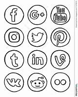 Social Icons Drawn Hand Draw Coloring Drawings Icon Sheets Doodles Megapixl Choose Board Illustration sketch template