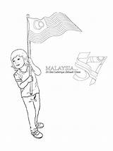 Merdeka Hari Mewarna Selamat Kanak Bendera sketch template