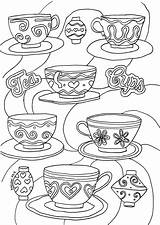 Coloring Disney Mad Hatters Inspired Etsy Downlaod Tea Party Cup Ride sketch template