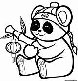 Panda Coloring Pages Bamboo Cute Lantern Printable sketch template