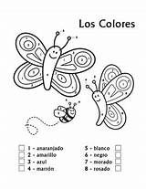 Spanish Color Worksheet Number Coloring Colores Colors Pages German Worksheets Butterfly Los Numbers Farben Die Kindergarten Kids Names Teacherspayteachers Preschool sketch template