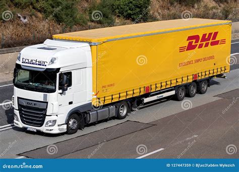 dhl truck  motorway editorial stock image image  chain