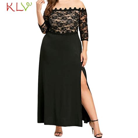 dress women sexy elegant big size lace bodycon black long dress for
