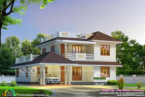 cute sloping roof house  square feet kerala home design  floor