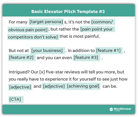 good elevator pitch examples templates
