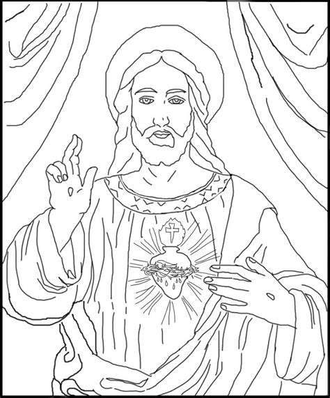 coloring page  sacred heart  jesus schola rosa