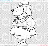 Outlined Investigator Trench Coat Dog Illustration Royalty Clipart Vector Djart sketch template