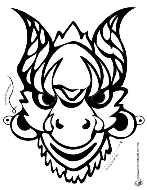 fantasy jr dragon mask coloring page dragon mask dragon coloring