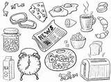 Doodle Breakfast Coloring Pages Visit Vector Doodles Food sketch template