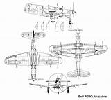 Airacobra 39q Trittico Modello Piani Combat P39q Progettazione Vues Costruzione sketch template