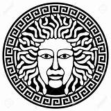 Medusa Greek Gorgon Head Vector Snake Hair Circle Clipart Illustration Logo Versace Coloring Meander Patterns Ancient Greece Méduse Line Drawing sketch template