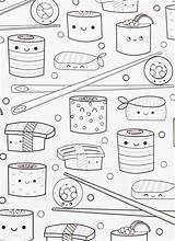 Coloring Sushi Pages Kawaii Printable Book Food Pusheen Print Sheets Books Delicious Another Line Adults Color Getcolorings Etsy Choose Board sketch template