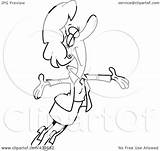Jumping Happily Businesswoman Toonaday Royalty Outline Illustration Cartoon Rf Clip sketch template