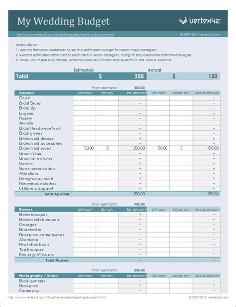 wedding budget worksheet printable  easy