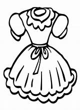 Coloring Dress Pages Girls Dresses Doll Clothes Printable Girl Clothing Clipart Cartoon Kids Printables Print Flower Clip Dolls Simple Fashion sketch template