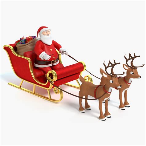 cartoon santa sleigh reindeer max  model santa sleigh sleigh