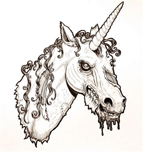 zombie unicorn head  harperugby  deviantart