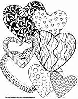 Hearts Patterned Few Color sketch template