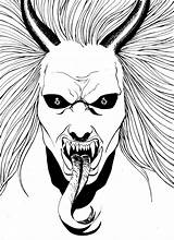 Demon Face Drawing Devil Drawings Faces Horror Horns Getdrawings Deviantart sketch template